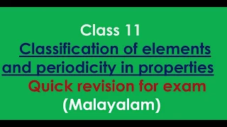 Plus One Chemistry| Important Topics | Quick Revision | Unit3 |Classification of Elements|Malayalam