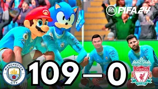 FIFA 24 | BIG MARIO, BIG SONIC, MESSI, RONALDO, ALL STARS | MANCHESTER CITY 109 - 0 Liverpool