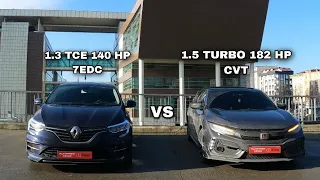 Honda Civic HB (1.5 Turbo 182 HP) CVT VS Renault Megane 1.3 TCE 140 HP EDC Rolling Ve Hızlanma Testi