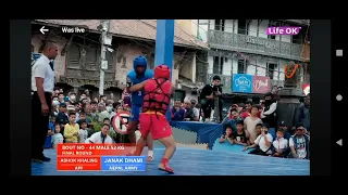 Janak Dhami(Army)blue vs Ashok Khaling(APF)Red 52 kg male Final wushu sanda