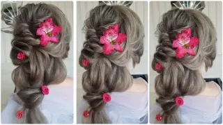 ❤️Easy wedding hairstyle for long hair❤️ Греческая коса❤️ Прическа из резинок