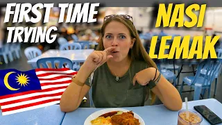 Eating NASI LEMAK for the FIRST Time in Kuala Lumpur - AMAZING National FOOD of MALAYSIA 🇲🇾