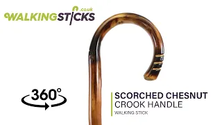 Scorched Chestnut Crook Handle Walking Stick