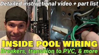 How to wire above ground pool electric in panel. GFCI breakers, pump timer, & transition to PVC pipe