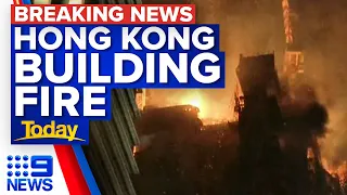 Massive fire rips through Hong Kong shopping district | 9 News Australia