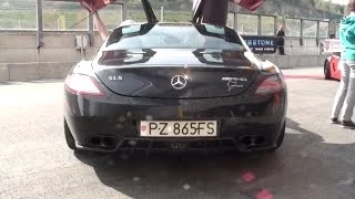 LOUD Mercedes SLS AMG Akrapovic exhaust : HUGE LOUD revs, action on track!