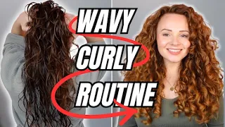 MY FULL WAVY CURLY HAIR ROUTINE | Current wash day routine for curls that last