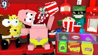 Monster School: WORK AT SPONGEBOB'S CINEMA PLACE! 🍿 - Minecraft Animation