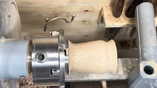 Wood turning a ginger jar