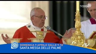 Santa Messa delle Palme - domenica 9 aprile ore 9:10 su TV2000