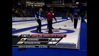 #cancup2011 [SF-3E] Glenn Howard's "Senna S" spin-o-rama after freeze battle stalemate vs Stoughton