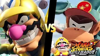 Mario Strikers Battle League Team Wario vs Team Diddy Kong in Planetoid