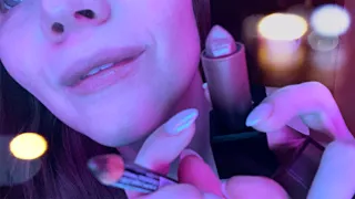 Asmr 🌙UpClose Lipstick Application | Wet Mouth Sounds and Inaudible