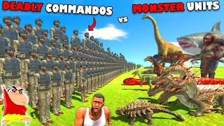 DEADLY lvl 999,999 COMMANDOS vs EVERY MONSTER UNIT in Animal Revolt Battle Simulator with SHINCHAN