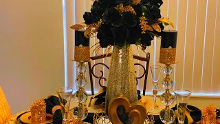 New * Black And Gold Hollywood Glam Tablescape 2022|How To Decorate