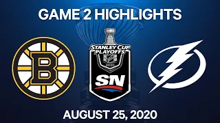 NHL Highlights | 2nd Round, Game 2: Bruins vs. Lightning – Aug. 25, 2020