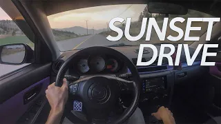 LOUD Mazda 3 POV Sunset Drive + Exhaust Sounds!