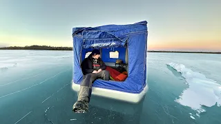 Early Ice Camping in Inflatable Tent