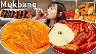 Sub)Real Mukbang- Spicy Cheese Tteokbokki 🔥 Fried Food 🥟 Spicy kimbap 🍙 AGWABOMB 🍸 ASMR KOREAN FOOD