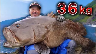 【たった2投で】達人おじぃが人生最大魚を釣り上げる奇跡の映像！！Japanese giant grouper‼︎