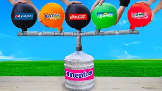 Experiment: The Balloons of Coca Cola & Fanta & Sprite & Pepsi & Mirinda VS Mentos