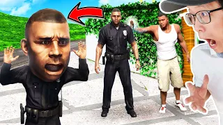 GTA5 小富把全部东西变大！警察的头也变大了 (😂😂😂）Touch GETS BIGGER