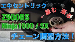 エキセントリック式チェーン 調整 方法 やり方 Z900RS Ninja1000SX カワサキ Ninja1000 ZRX チェーン スプロケ 交換 エキセントリック カワサキ バイク モトブログ