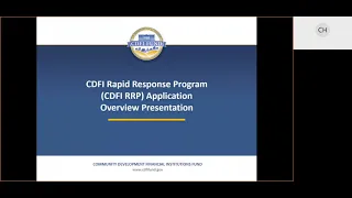 CDFI Rapid Response Program Application Overview Webinar Workshop