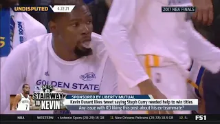 UNDISPUTED | SKip Bayless reacts Durant likes tweet saying Curry needed help to win titles