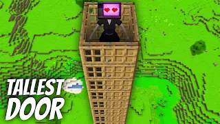 I found a TALLEST DOOR TUNNEL in Minecraft ! What's INSIDE the LONGEST DOOR with TV WOMAN ?