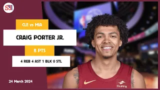 CRAIG PORTER JR. 8 PTS, 4 REB, 4 AST, 1 BLK, 0 STL vs MIA | 2023-2024 CLE | Player Full Highlights