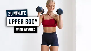 20 MIN TONED UPPER BODY Workout - with Weights - Feel the Burn! Home Workout + Dumbbells