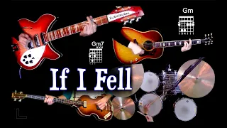 If I Fell | Guitars, Bass & Drums w/ Chords & Lyrics | Instrumental Cover