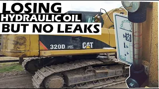 EXCAVATOR LOSING HYDRAULIC FLUID BUT NO ANY VISIBLE LEAKS? EASY DIAG | CAT 320D FM