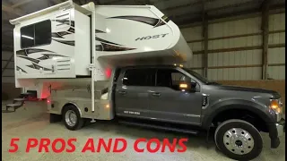Host Triple Slide Out Truck Camper and F-550 Flat Bed -- 5 Pros and Cons of Our Truck and Camper