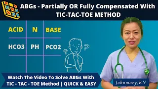 Partially Compensated And Fully Compensated Arterial blood gases Interpretation | Tic Tac Toe Method