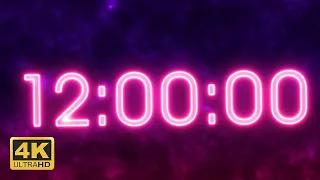 12 Hours Countdown Timer - Neon [4K]