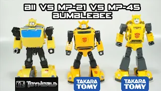 Comparison: Toyworld TW-03 Bii VS Takara Tomy MP-21 Bumblebee VS Takara Tomy MP-45 Bumblebee 2.0