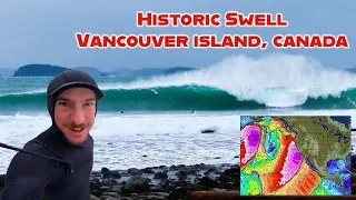 SURFING MASSIVE HISTORIC SWELL ON VANCOUVER ISLAND, CANADA (RAW POV)