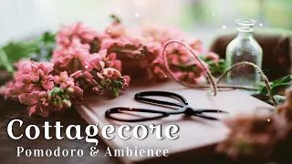 COTTAGECORE Aesthetic | POMODORO 50/10 Study Session | Nature Sounds & ASMR Writing Turning Pages