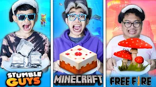 BENERAN NYATA!!! MAKAN MAKANAN YANG ADA DI GAME STUMBLE GUYS, MINECRAFT, FREE FIRE!!! AUTO NANGIS!