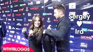 Sergey Lazarev gives Ira Losco his coat on Russian Eurovision Pre-Party red carpet