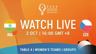 LIVE! | T4 | IND vs CZE | WT Groups | 2022 World Team Championships Finals Chengdu