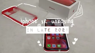 iphone xr unboxing in late 2021 | red, 64gb & accessories✨ | christmas gift🎄 (?) | indonesia