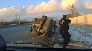 Dashcam video shows crash, stolen vehicle pursuit through Columbus