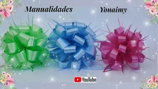 MOÑOS 🎀 REDONDOS DE CELOSEDA CON PICOS O PUNTAS PARA ADORNAR REGALOS.- GIFT RIBBON BOW.