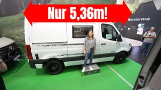 Wohnmobil Mercedes nur 5,36m! Mit Dusche UND 2m Längsbetten! HRZ City 2023 (Mit Ton)