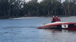 Aggravation belting out a tune at Mildura 100 Ski Race