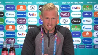 Kasper Schmeichel, Pierre-Emile Højbjerg - Wales v Denmark - Pre-Match Press Conference - Euro 2020