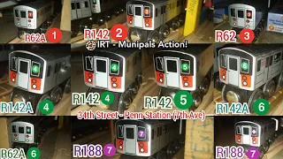 IRT MTA Munipals 34th Street - Penn Station (7th Ave) Action! Feat. 4, 5, 6, 7, & 7 Express!